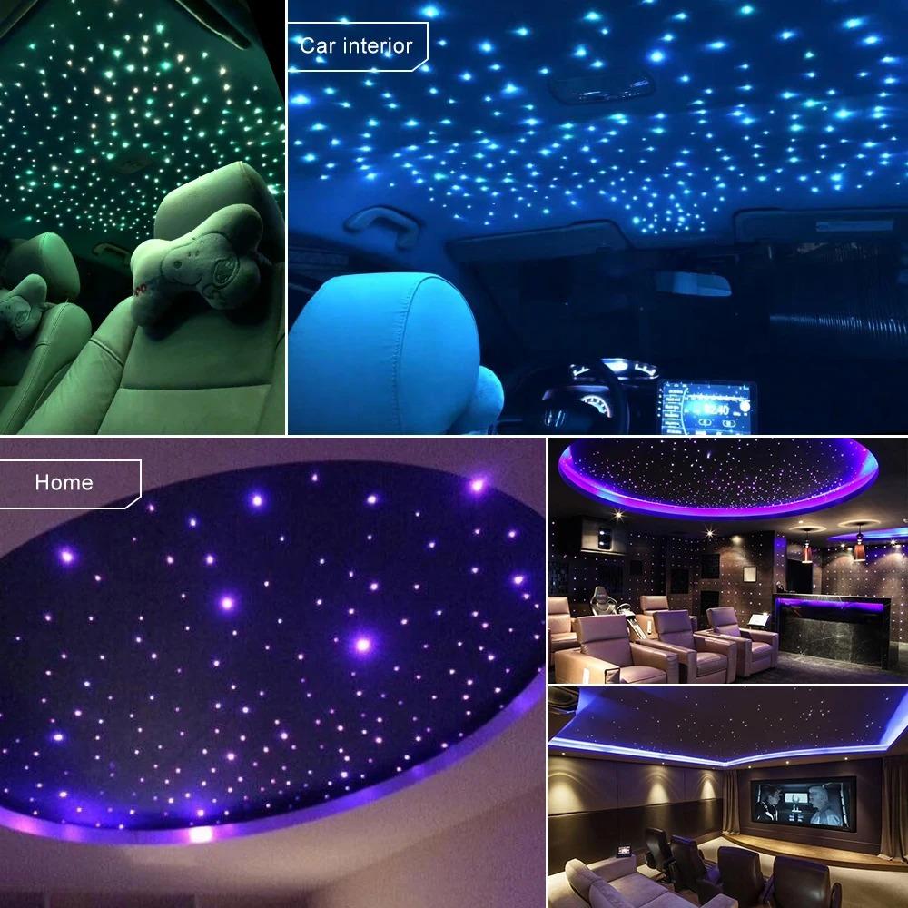 16W RGBW Fiber Optic Star Ceiling Light Kit Sound Activated APP Starry Sky Fiber Optic Light for Car roof Stars home decorating