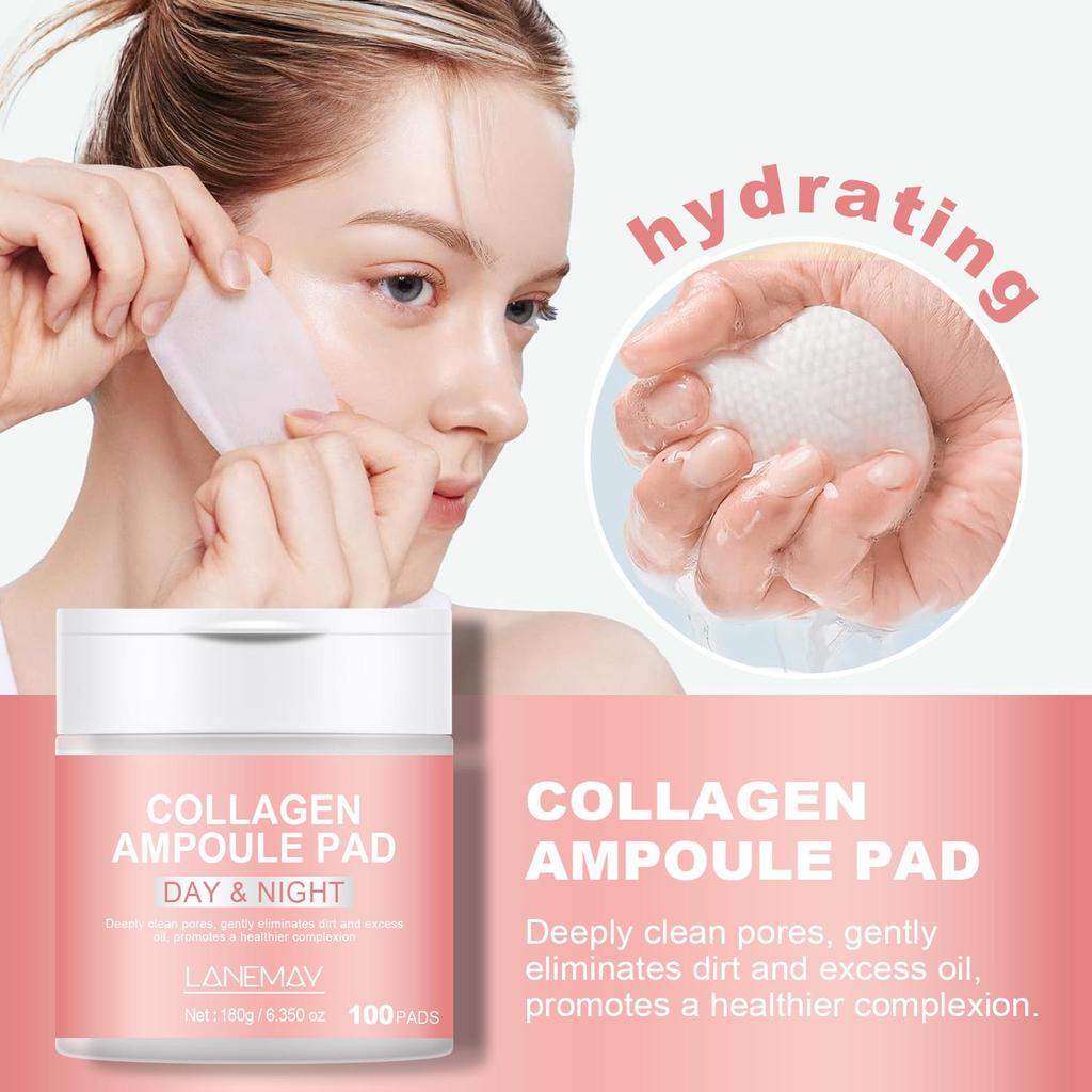 Płatki z Ampułką Kolagenową - Ujędrnianie Skóry & Przywracanie Elastyczności, Złuszczający & Oczyszczający Peelingujący Pad Na dzień i noc