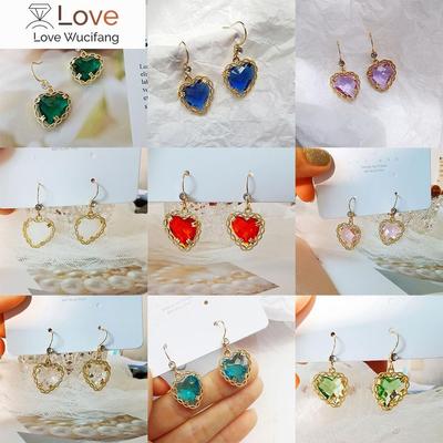 Premium Herz Strass Multicolor Baumeln Ohrring Lange Zirkon Herz Ohrringe für Frauen Ohrringe Modeschmuck