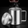 Jidu Stoßfeste doppelwandige isolierte Tasse aus 316 Edelstahl mit Deckel - Verbrühschutz für Zuhause & Büro.