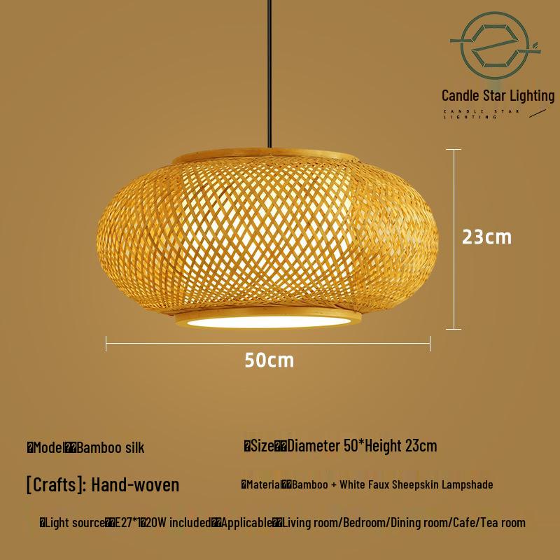 Zen Style Bamboo Rattan Pendant Light for Tea Rooms and Restaurants