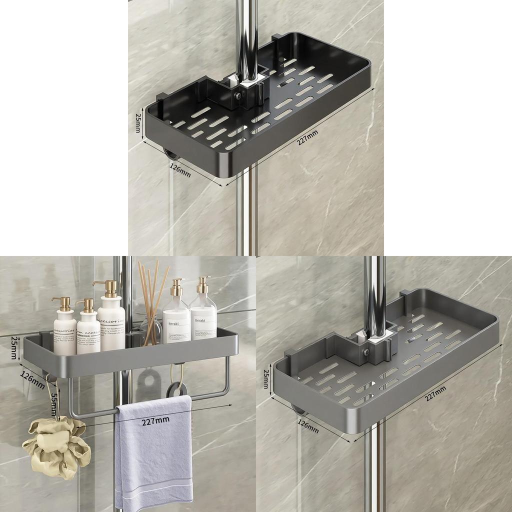 Modern Minimalist Plastic Bathroom Wall Shelf With No Drilling For Shower And Kitchen Storage