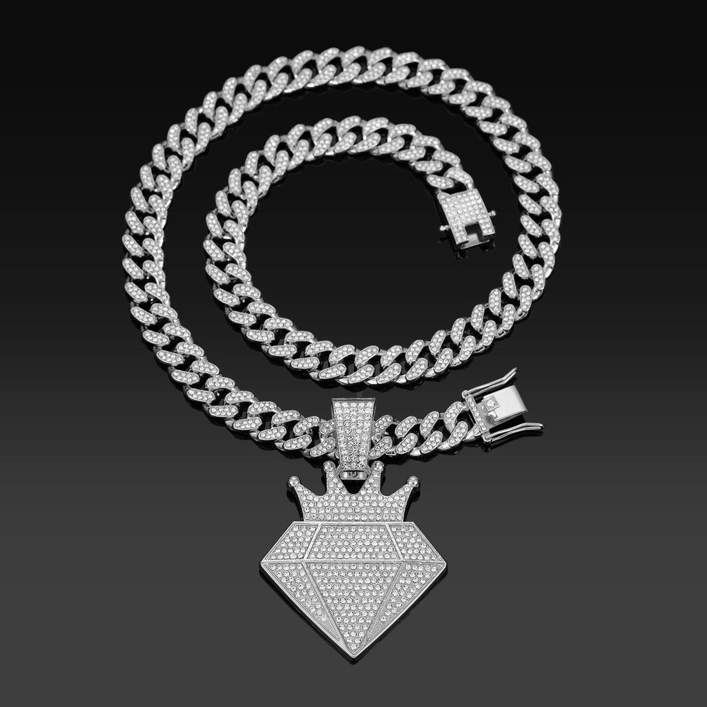 Nieuwe Legering Diamant Kroon Diamant Cubaanse Ketting Hanger Europese en Amerikaanse Hip Hop Mode Mannen Sieraden
