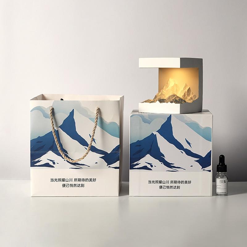 Three-dimensional snow mountain aromatherapy ornament gypsum night light creative high-end birthday gift aromatherapy gift box girls gift fresh gardenia fragrance
