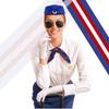 Cosplay Kostüm: Halloween Flugbegleiterin mit Brille, Hut, Handschuhen und Schal
