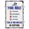 SQ-DGLZ Vintage Warning Pool Rules Metal Sign Plate Tin Sign Plate Home Bar Door Wall Decor Sticker Decoration Plaque Poster