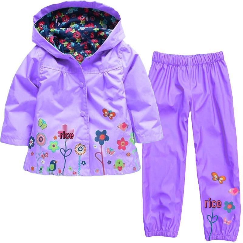 Girls' Cute Flower Windproof Waterproof Hooded Jacket - Kids Spring/Autumn 2016 Collection
