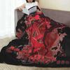 Hazbin Hotels Alastor Knitted Blanket Flannel Super Warm Throw Blankets for Outdoor Travel Bed Rug