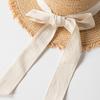 Korean version of elegant flat-top raffia straw hat for women's summer small fresh bow holiday beach big-brimmed sun hat