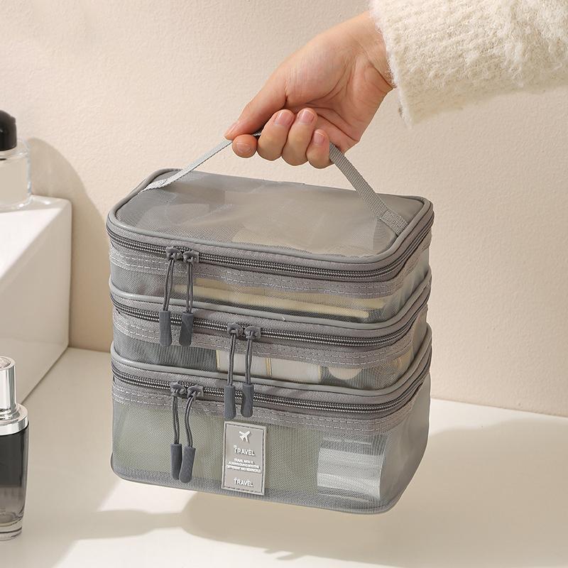 Waterproof Travel Wash Bag Large-capacity Mesh Visible Portable Cosmetic Storage Bag Carry Multi-layer Classified Storage Cosmetic Bag