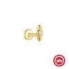 Sterling Geometric Stud Earrings With Zircon Accents Threaded Flat-Top Ear Piercing Jewelry Women Men