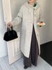 Korean Style Hooded Wool Coat: Women's Mid-Length Double-Faced Cashmere Overcoat with Toggle Buttons for a Slimming Autumn Look