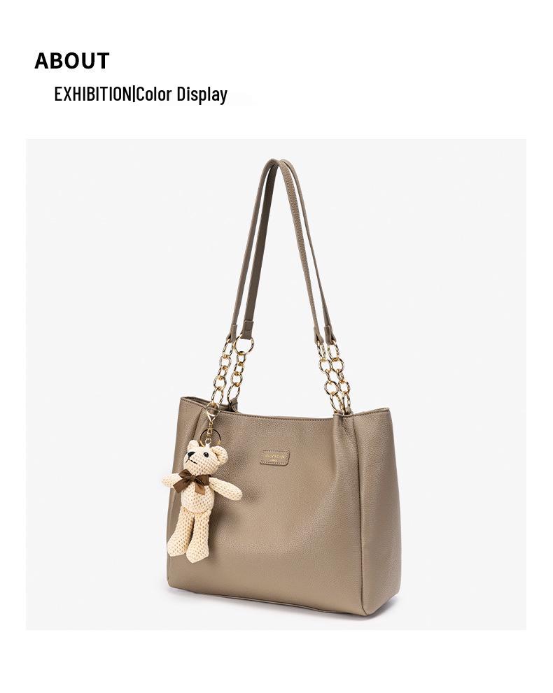 2026 Spring/Summer Light Luxury Milk Tea Handbag – Women's Large Capacity Single Shoulder Tote