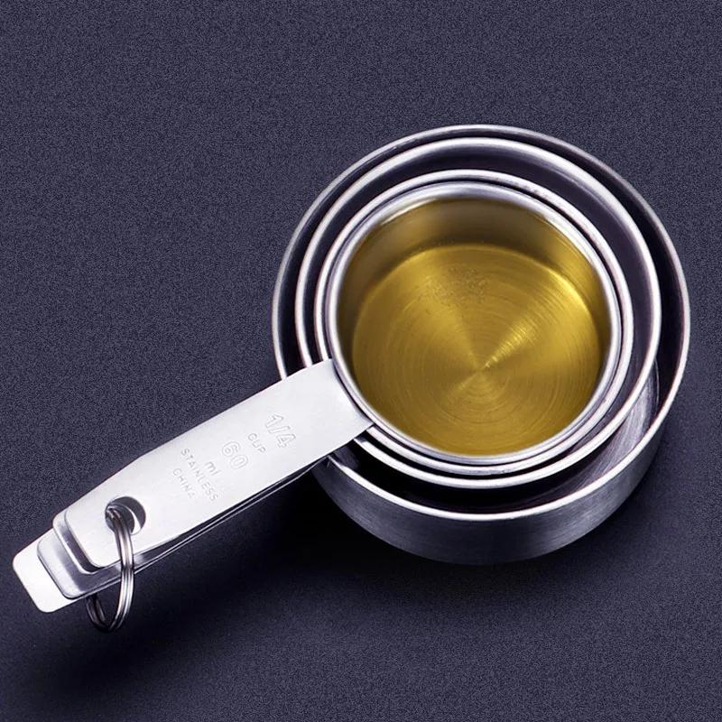 WIKHOSTAR Kaffeemesslöffelbecher, Premium-Stapelset, Küchenmesslöffelset, Messbecher- und Löffelset aus Edelstahl