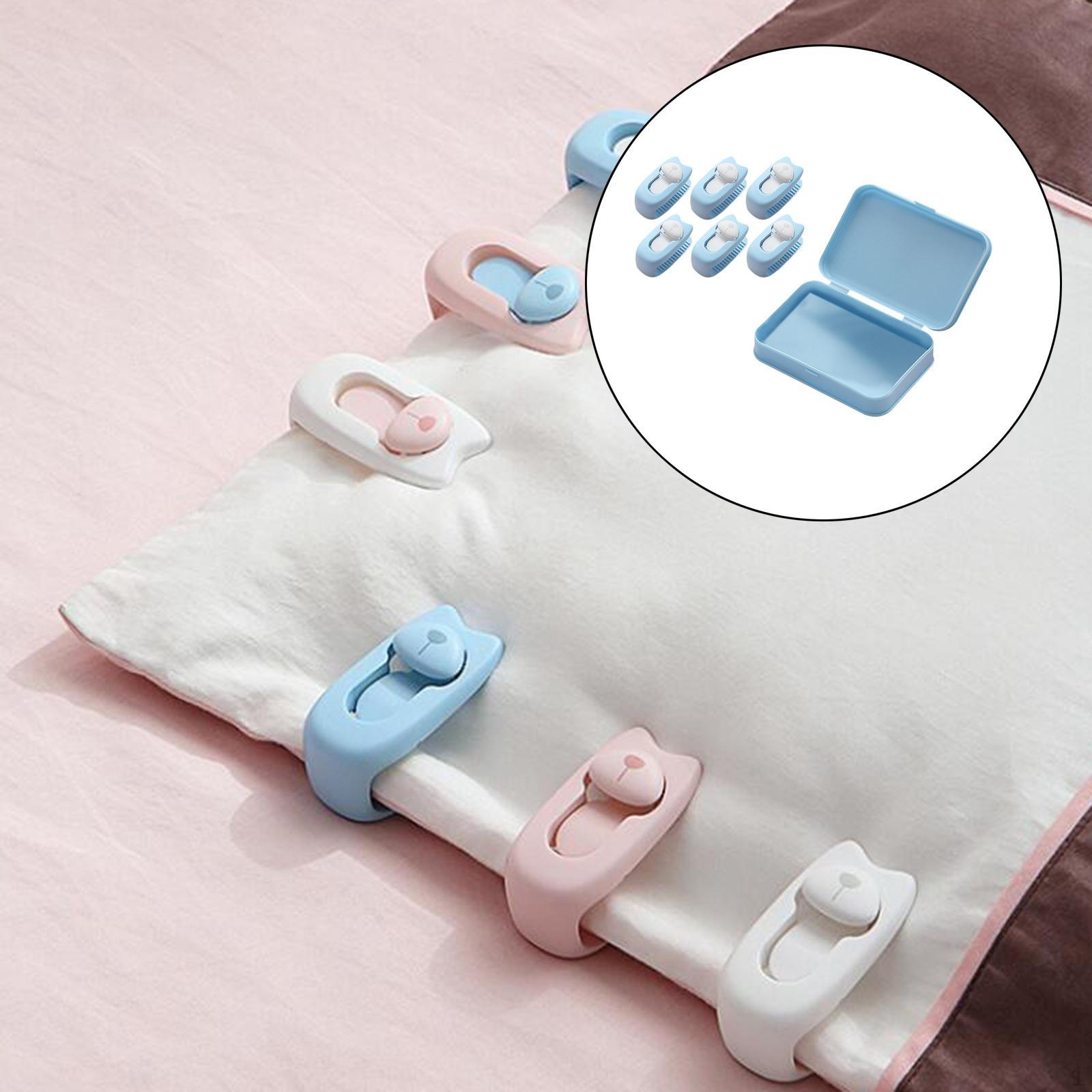 

6 шт. в упаковке в форме медведя, зажимы для простыней, держатели для одеял и одежды светло-синий