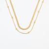 18K Vacuum Electroplated Gold Stacked Bead Chain Snake Bone Chain Women'S Fashion Stacked Titanium Steel Double-Layer Necklace