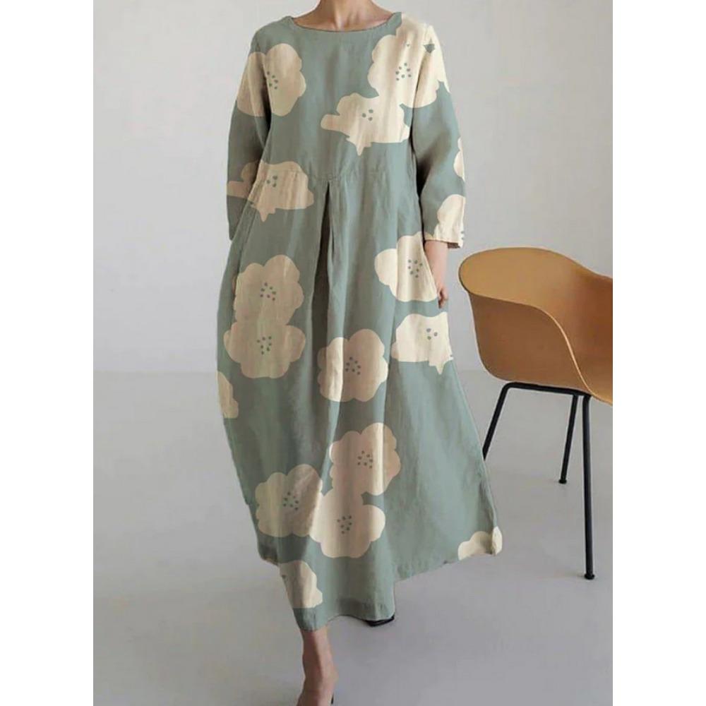 Dámské dlouhé šaty Jarní Podzimní Letní sukně Módní Ležérní Dámské Šaty s velkým lemem Velká velikost S-5XL Dlouhé šaty