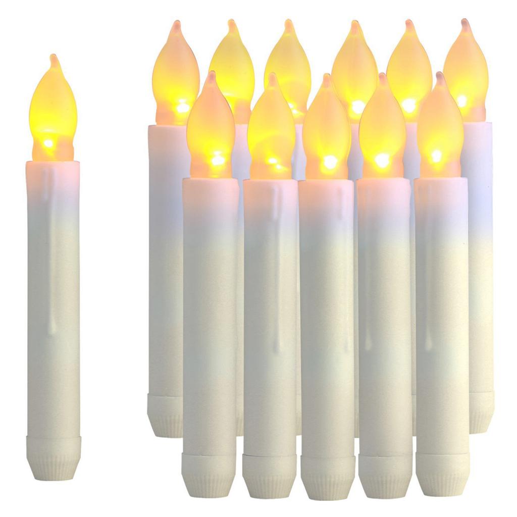 12pcs LED Electronic Candle Lights Long Pole Candle Lights Flameless Taper Christmas Decoration