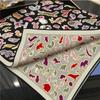 POBING Manual Hand Rolled Twill Silk Scarf Women Animals Double Print Square Scarves Wraps Echarpes Foulards Femme Hijab 90CM