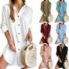 Spring and Autumn Women's Casual Long Sleeve Lapel Button Down Shirt Dress