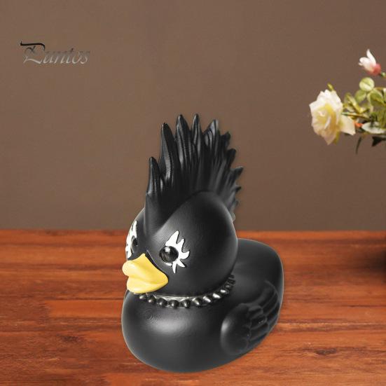 Gothic Duck Figurine Punk Deathrock Satanic Black Duck Resin Statue Sculpture Home Office Desktop Decoration Halloween Party Ornament