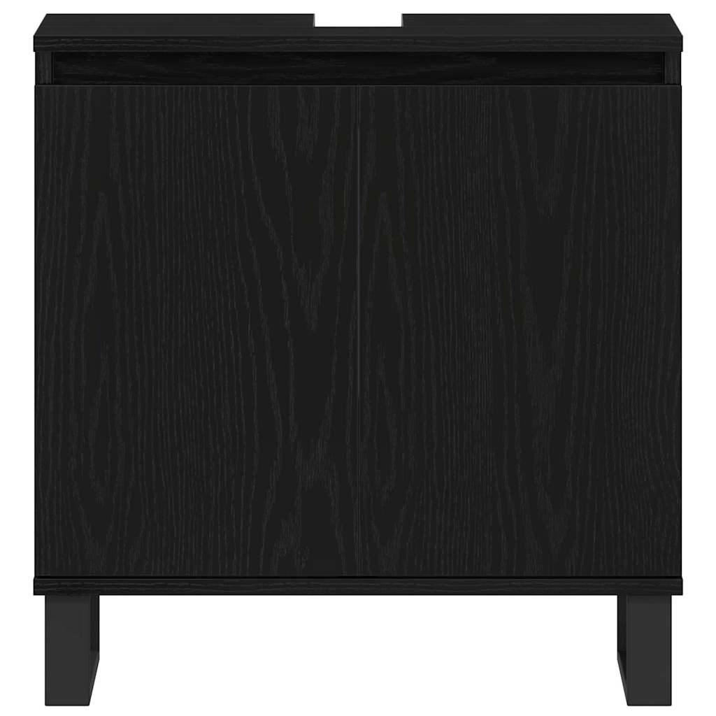 Washbasin Cabinet with Door Black Oak Effect 58 x 33 x 60 cm