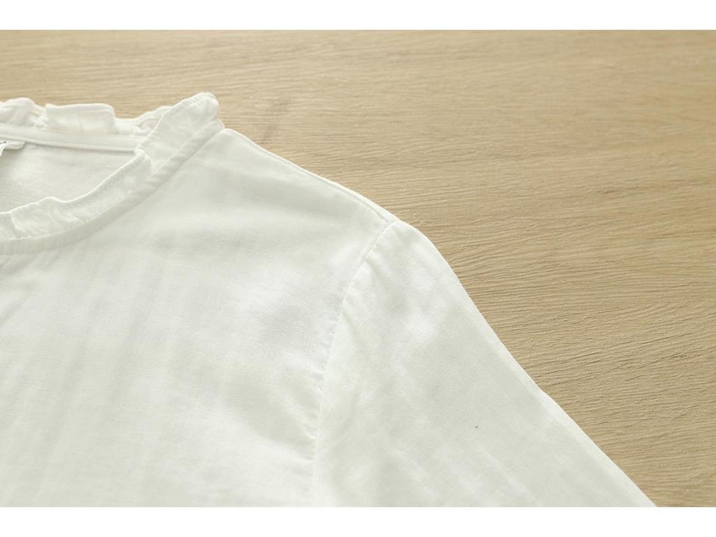Japanese Style Women's Long Sleeve Lace Collar Shirt: Double Layer Cotton Gauze Loose Blouse