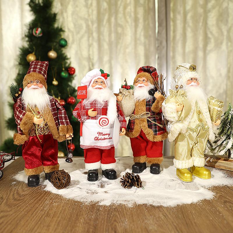Christmas Standing Santa Doll Creative Plush Figurine Backpack Santa Claus Decoration Holiday Ornament