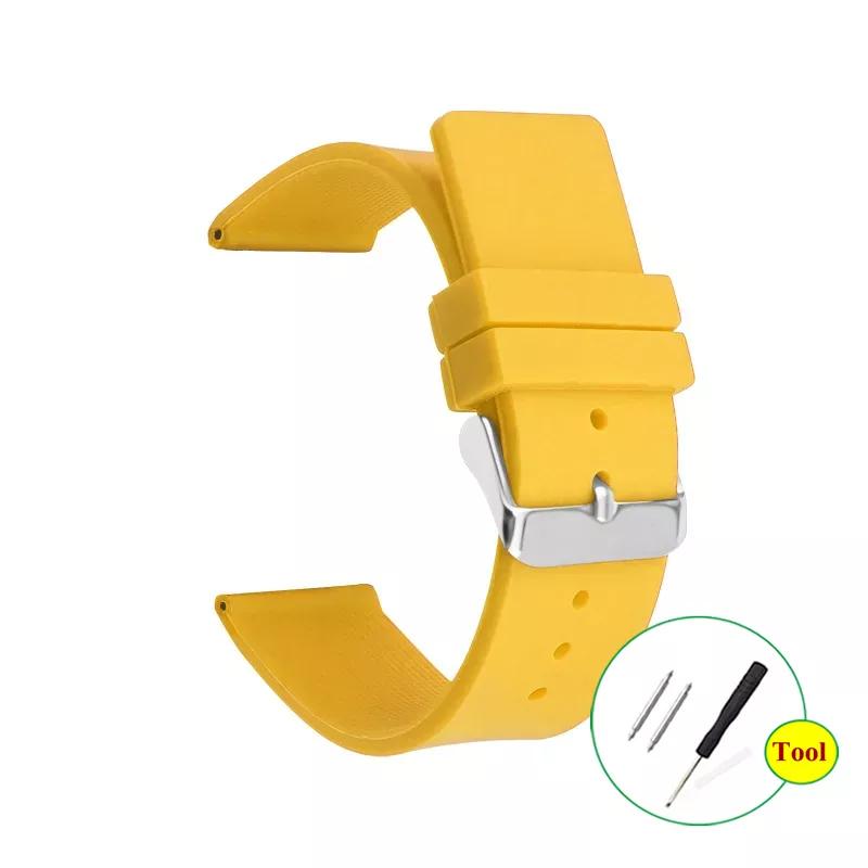 

Silicone Rubber Watchband 12 14 16mm 18mm 20mm 22mm 24mm Women Men Wristband Polished Buckle Strap Waterproof Sports Watch Belt 24mm&black buckle жовтий