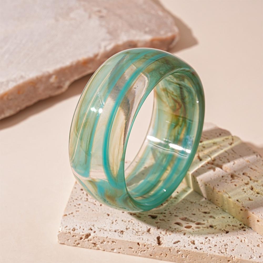 Strip Round Wide Bracelet Smudging Retro  Hand Ring Temperament Acrylic Bangle  Girls