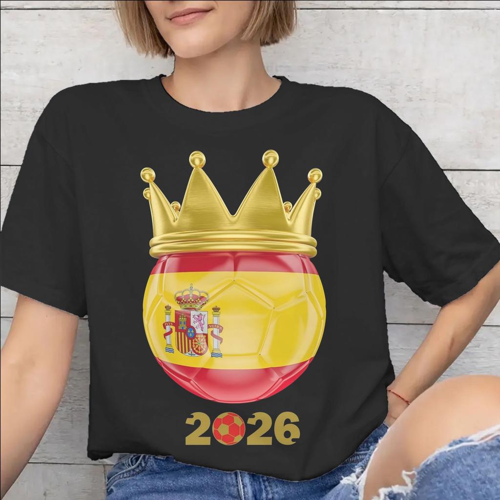 Spain Football 2026 Graphic Printing T Shirts for Unisex Unisex 100 Cotton Tee Shirt Clothing