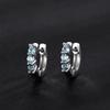 Hip Hop Maldives Blue Three Diamond Earrings Flat Needle Light Luxury Pure Earrings Simple Stud Earrings