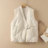 Retro Disc Buckle Down Vest Jacket Women's Winter Solid Color All-match Quilted Warm Vest