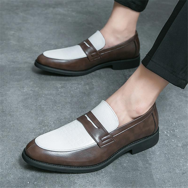 New Penny Loafter Trend Men's Mixed Colors Patchwork Dress Casual Shoes Male Wedding Dress Homecoming Footwear Zapatos Hombre