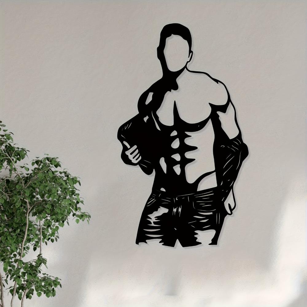 Metal Silhouette Wall Art Weatherproof Iron Sculpture Gym Outdoor Decor Gift