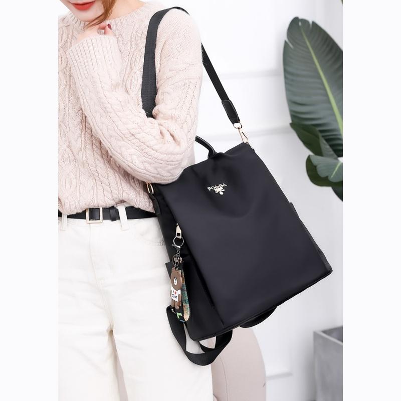 Outdoor Leisure Female Travel Bags Trendy Multiple Purpose Women's Backpack with Bear Pendant Colorful Printed Quality Oxford Shoulders Bag for Mother