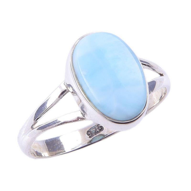 Natural Republic Larimar Gemstone 925 Solid Sterling Silver Gift Ring S.8 J3S64
