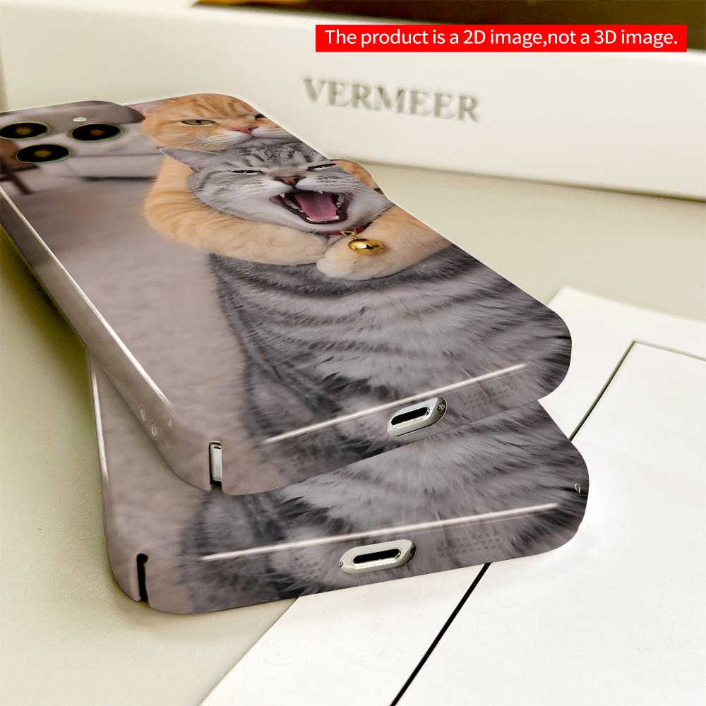Golden Cat Hug & Yawn Moment All Inclusive Film Hard Phone Case, Compatible with iPhone 18 Pro Max 17 16 15 14 13 12 11