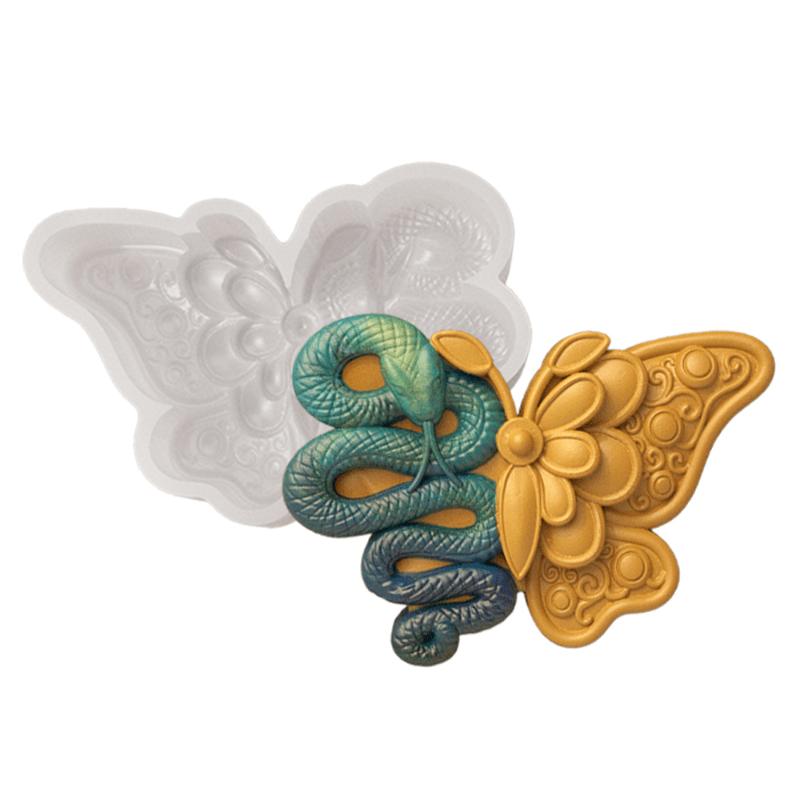 Flower Bar DIY Halloween Butterfly Candle Mold Skull Snakehead Dropping Glue Mold Undead Day Silicone Baking Mold