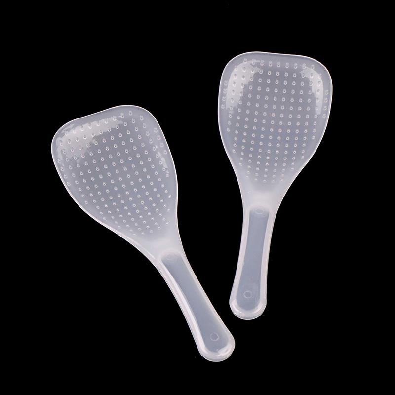 2Pcs Kitchen Non Stick Rice Paddle Hand Roll Spoons Clear Plastic Meal Spoons