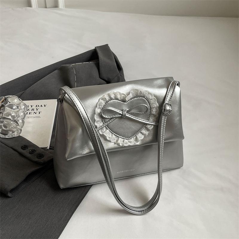 

Летняя большая сумка в иностранном стиле, повседневная большая сумка 2024 года, новая модная сумка через плечо, маленькая квадратная сумка для женщин серебряный