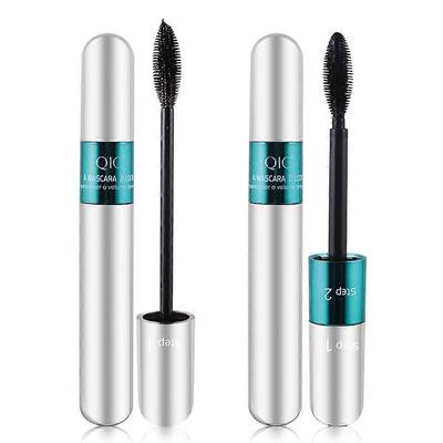 QIC Volumizzante Ciglia 4D Fibra Impermeabile Lunga Tenuta Mascara 2 in 1 Pennello