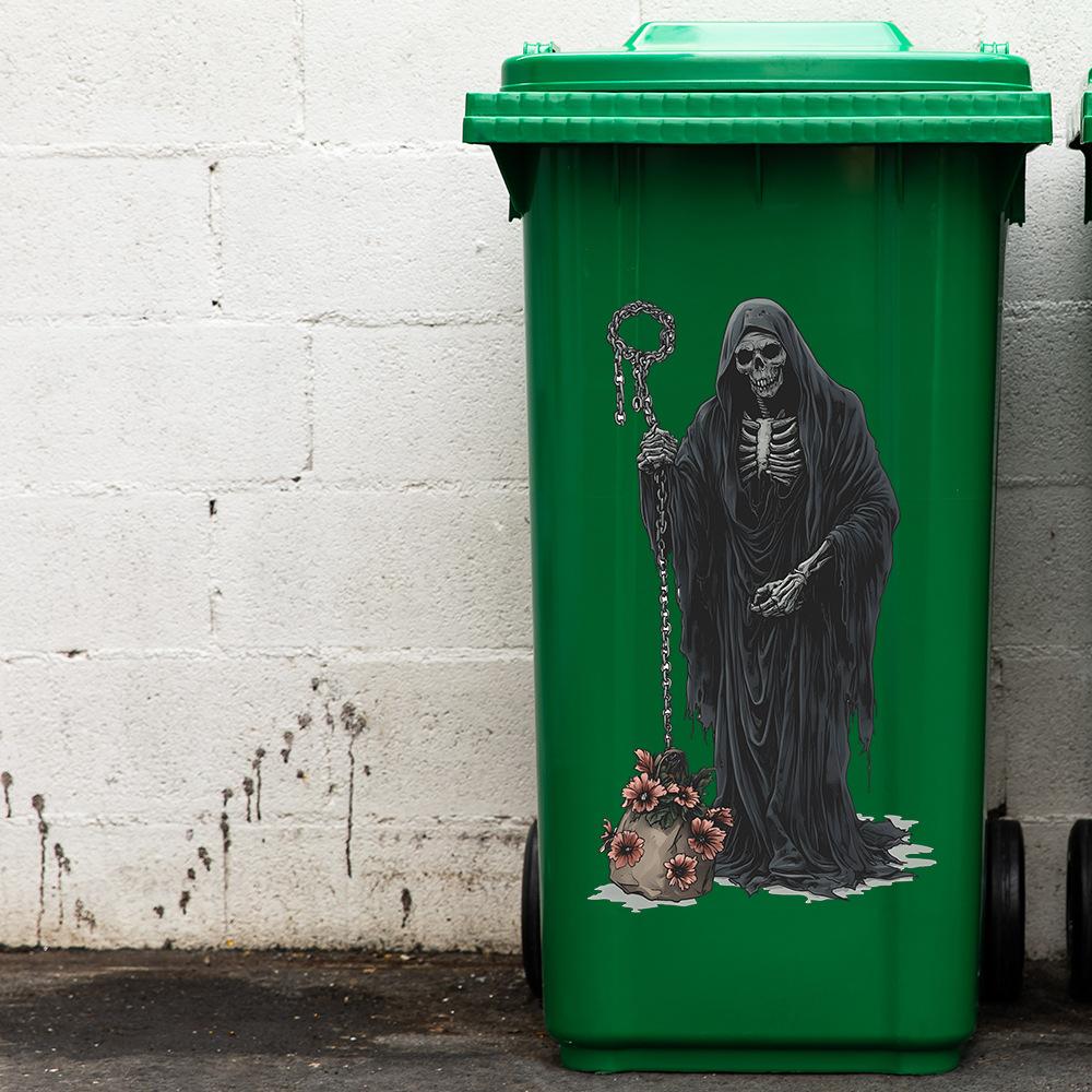 Halloween Creative Skeleton Man Trash Can Festive Atmosphere Decorative Stickers