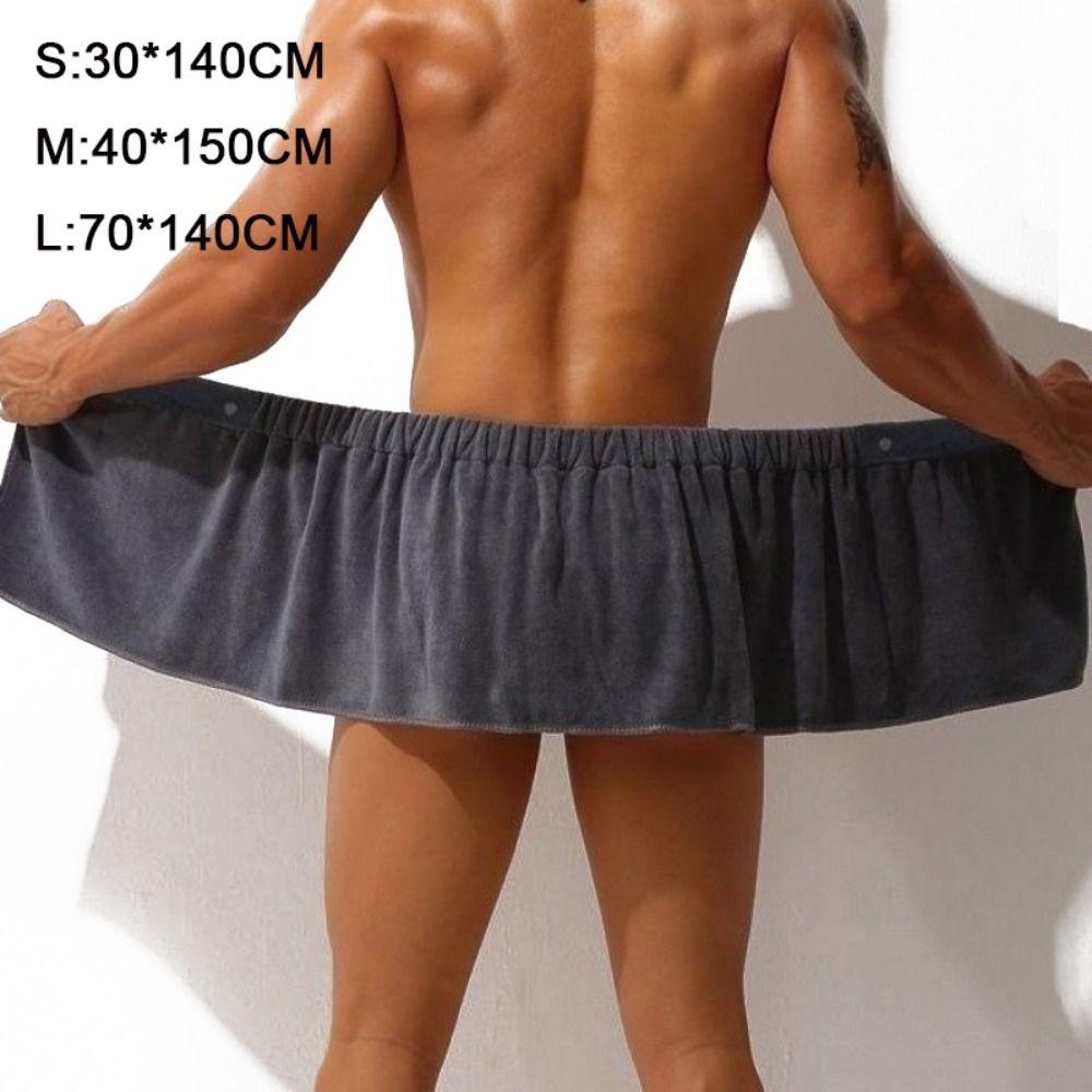 Long Shower Towel Solid Color Short Towel Pant Soft Men Wearable Bath Towel Home