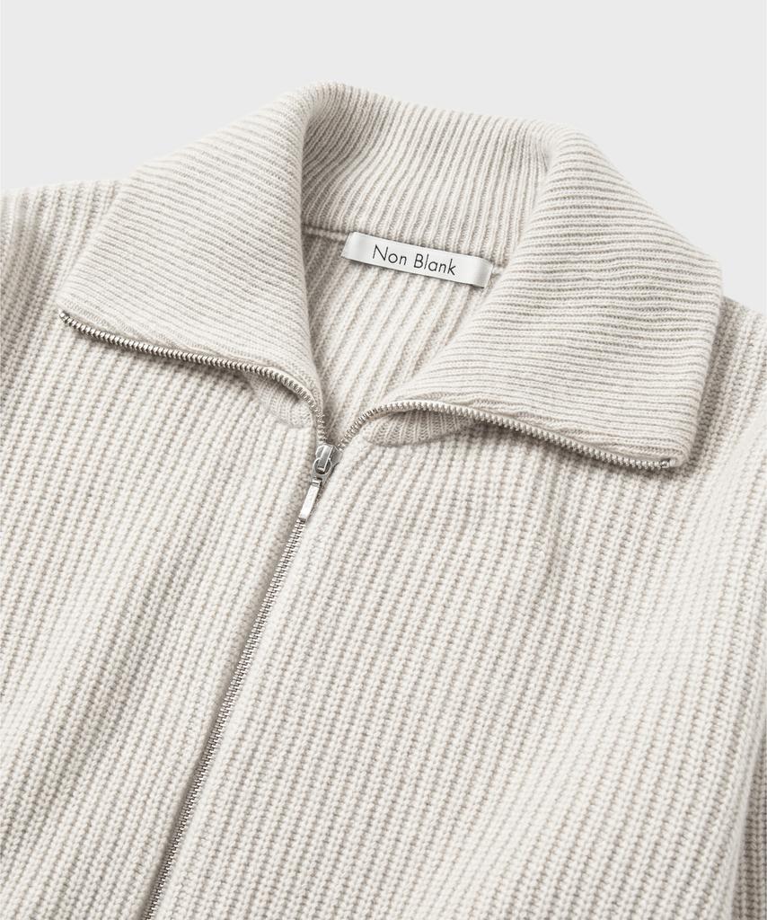 NONBLANK Loose Fit Zip-Up Collar Knit_Cream Beige