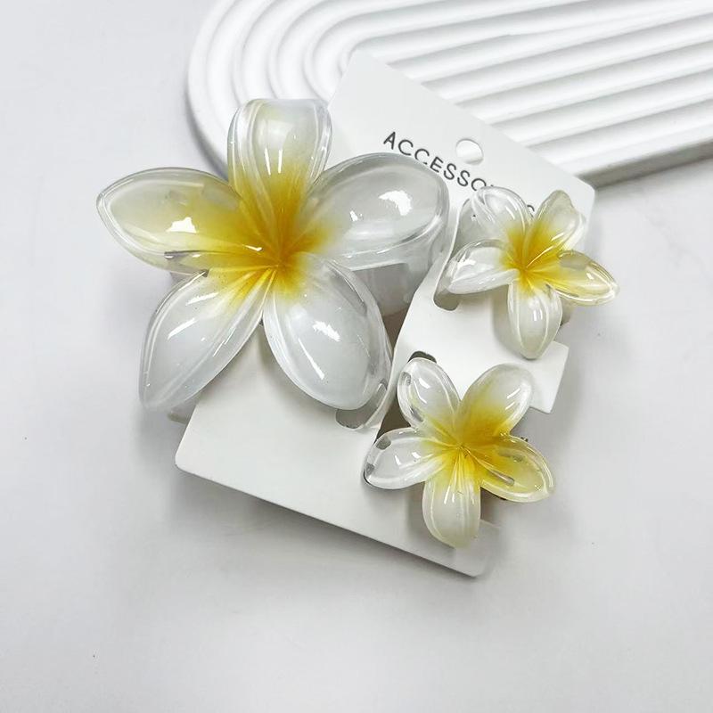 Sada skřipců do vlasů s frangipani: Květinové vlasové doplňky s imitací mramoru pro módní svátky