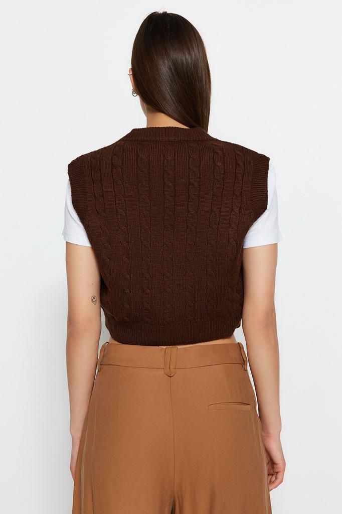 Women's Fashion Stylish Sweater Stone Crop V-Neck Knitwear Sweater