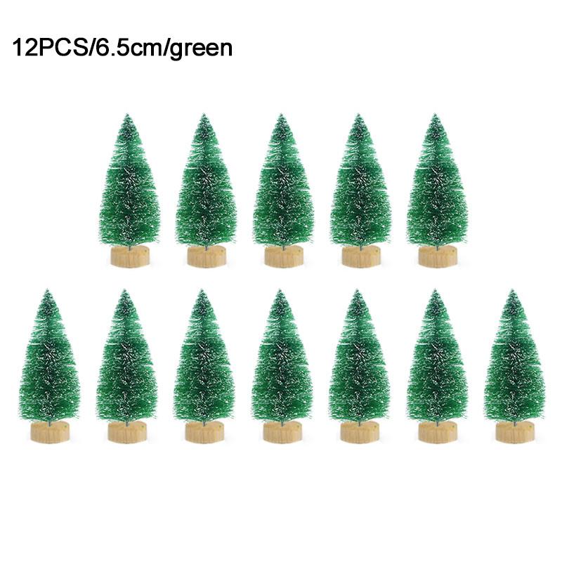 12pcs Mini Christmas Tree Pine Tree DIY Christmas Decorations For Home Table Navidad Xmas Ornaments New Year Decor Kids Gift