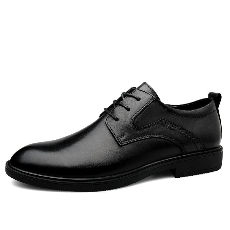 Business dress first-layer cowhide men's shoes with an inner height of 4.5CM leather shoes, autumn casual large-size leather shoes