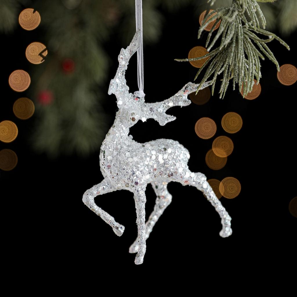 Christmas Tree Decoration Pendant Acrylic Transparent Snowflake Reindeer Pendant Family Party Christmas Atmosphere Decoration